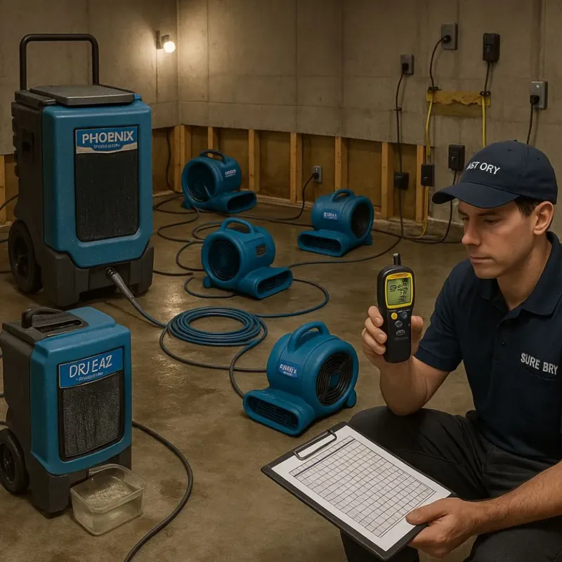 Structural Drying and Dehumidification process in Navassa, NC